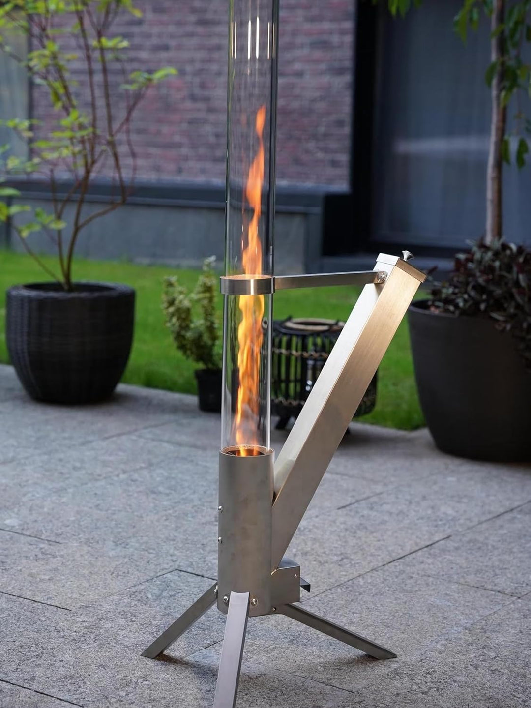 Albatros hochwertige Pelletfackel aus Edelstahl | Raketenofen für den Garten | mit Glas Feuerrohr |