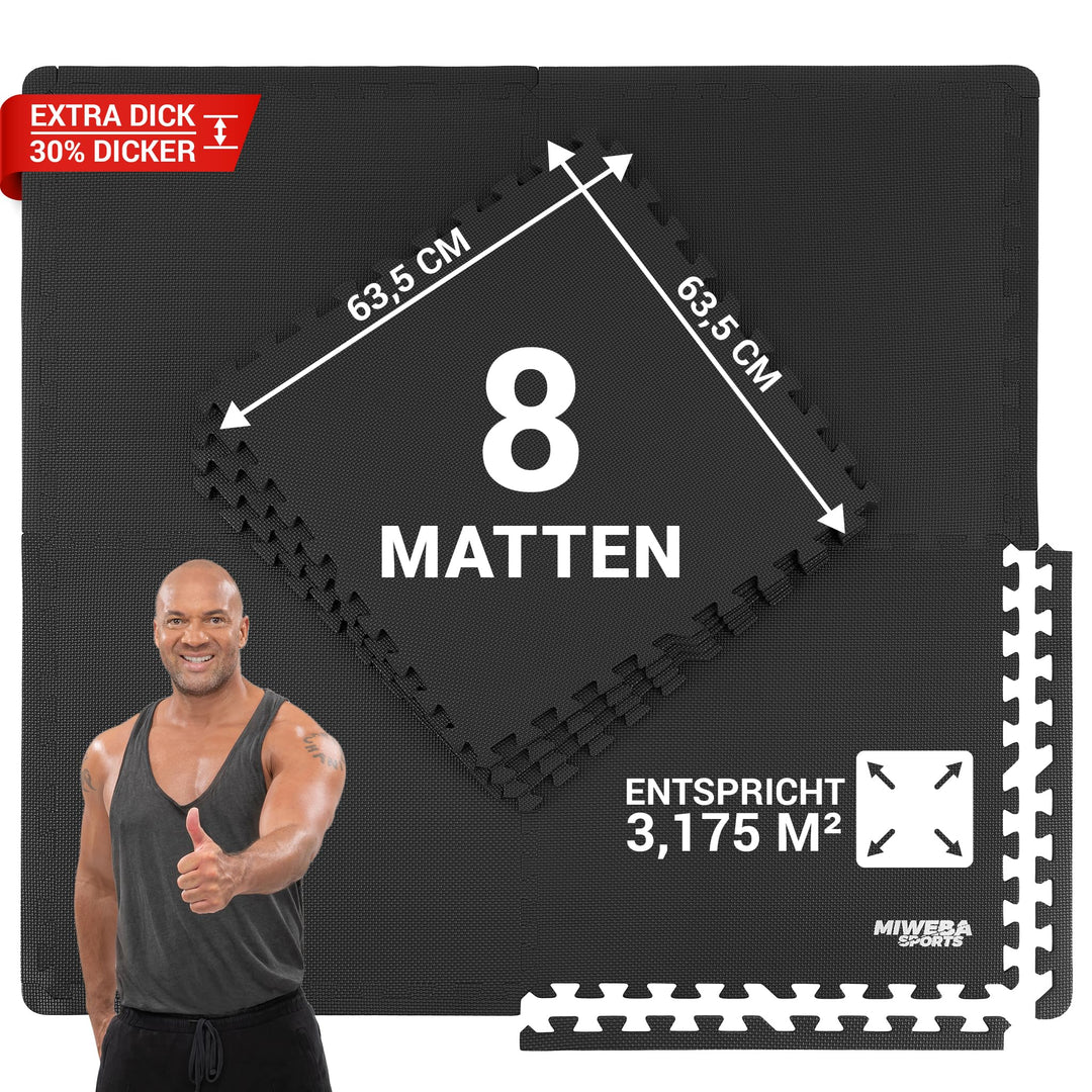 Miweba Sports Bodenschutzmatte BS-100 - Sportmatte - Set 8-teilig - 62x62cm - Schutzmatte - Gymnasti
