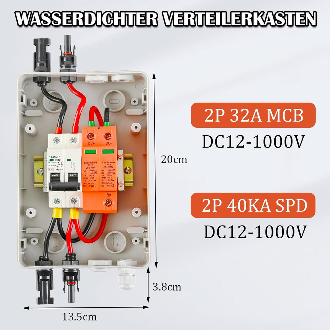 Solar PV Anschlusskasten DC 1000V 1-String Photovoltaik 4-Module IP65 PV Überspannungsschutz Wasserd