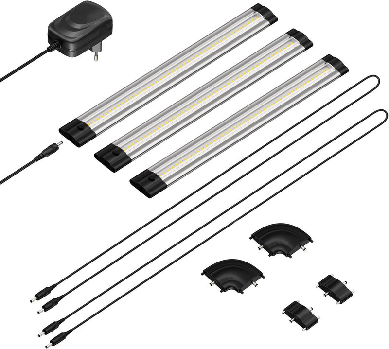 Parlat LED Unterbau-Leuchte SIRIS, flach, je 30cm, 100cm Kabel, je 368lm, warm-weiss, 3er Set