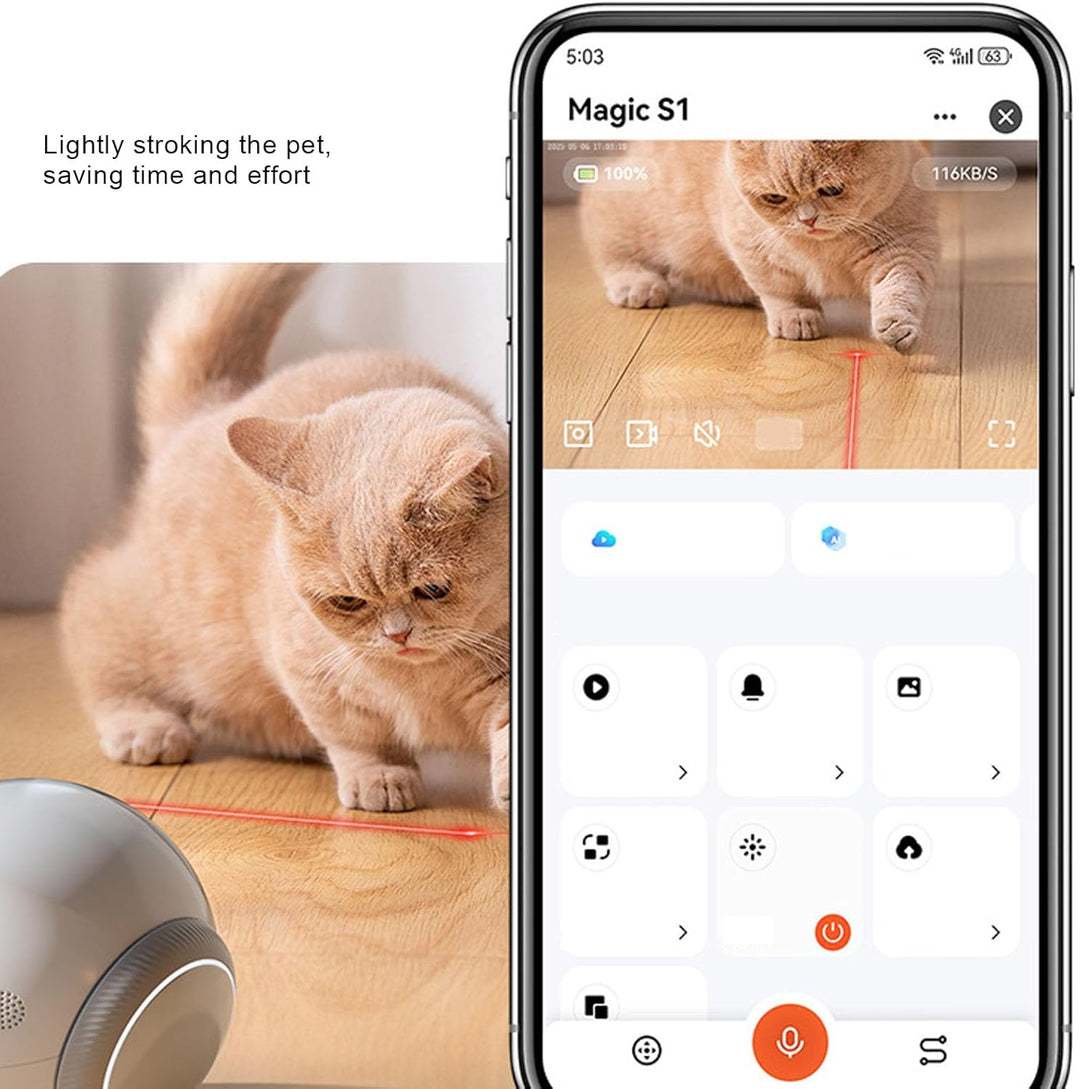 Haustierkamera-Roboter, 1080P Bewegliche Haustierkamera mit Rädern, Akku Aufladen, Telefon-App-Fernb