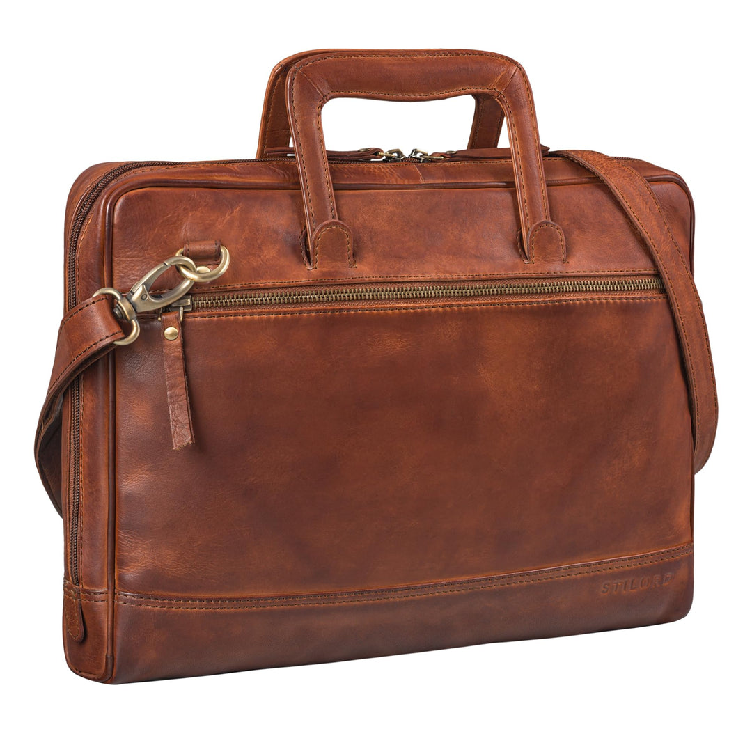 STILORD "Pierce Laptoptasche mit Griff Leder Aktentasche 15 Zoll Vintage Dokumententasche A4 Busines