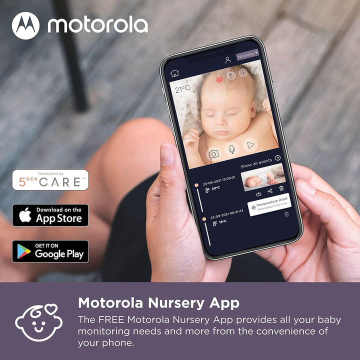 Motorola Nursery VM855 Connected WIFI Babyphone - mit Motorola Nursery App und 5-Zoll Elterneinheit