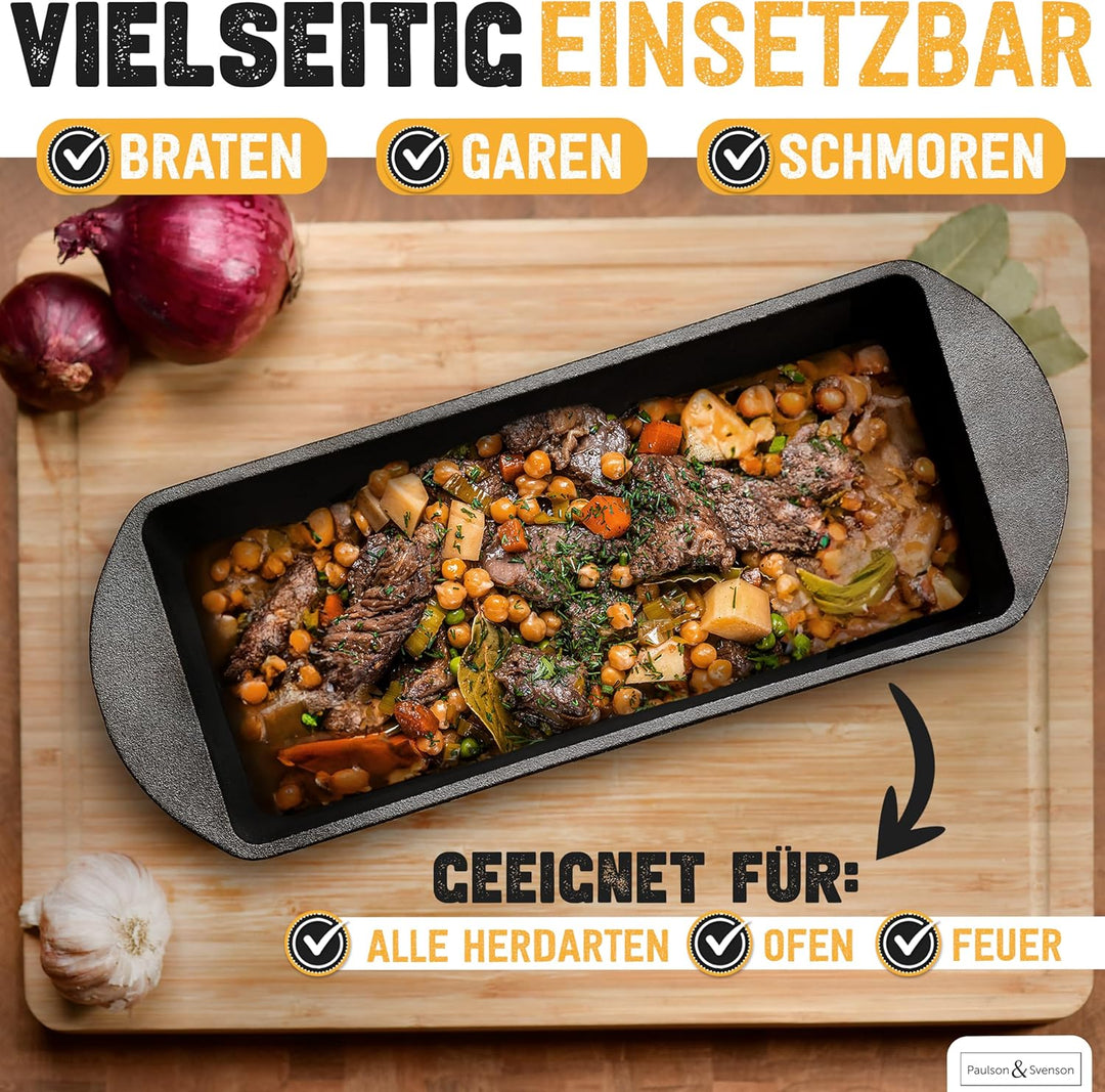 Paulson & Svenson® Brotbackform mit Deckel inkl. Gärkorb & Silikongriffe - Hochwertig eingebrannte B