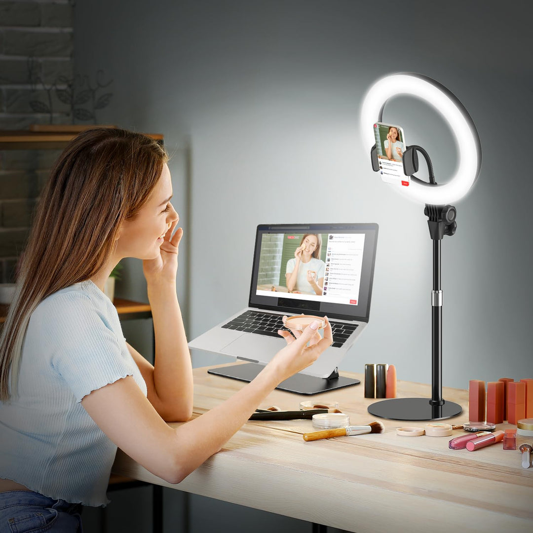 Ringlicht mit Stativ Handy Laptop Videokonferenz Licht,Evershop 10.5” Ring Light Ringleuchte LED 3 L