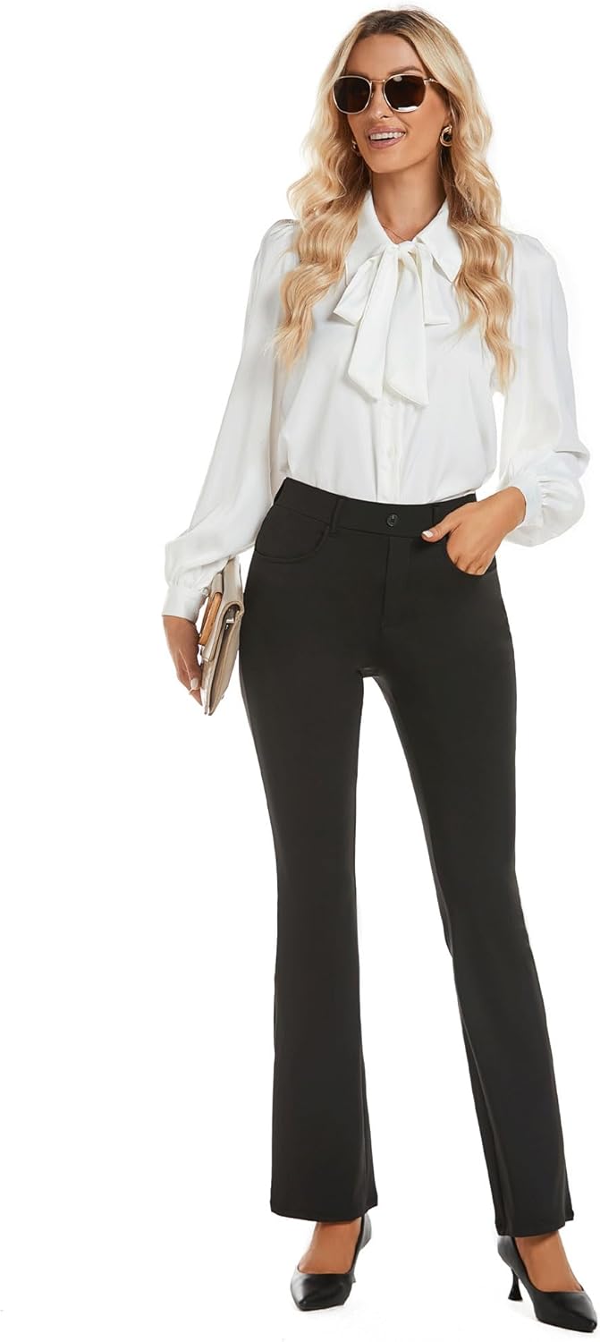 adorence Yoga Hose Damen: Elegante Hose Damen, Stretch Schlaghose Damen mit Hoher Taille, Taschen -