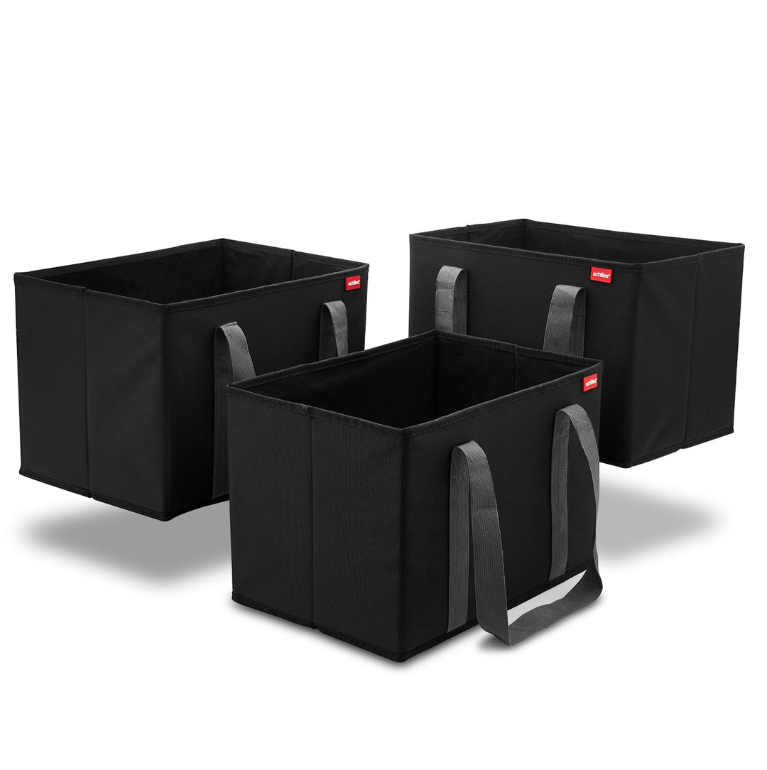 achilles 3er Set Einkaufskorb mit verstärktem Boden, Einkaufs-Taschen, Falt-Box, Trage-Korb, Shoppin