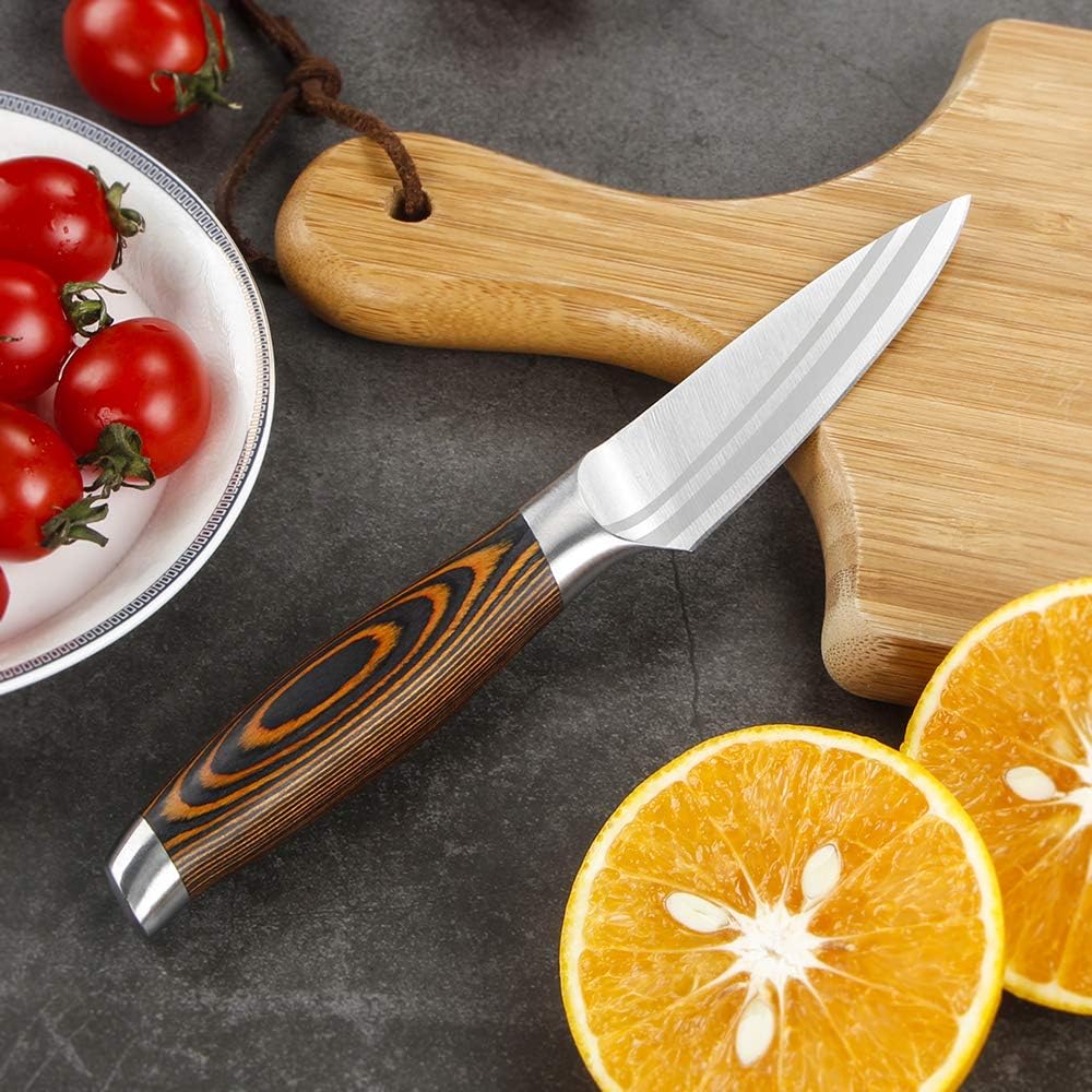 WILDMOK 9cm Schälmesser, Obst und Gemüsemesser Küchen Messer Klein Edelstahl Obstmesser Ergonomische