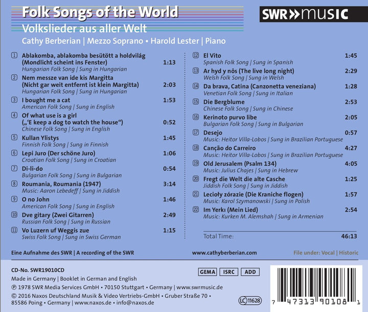 Folk Songs of the World, Audio-CD