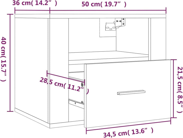 Tidyard 2 STK. Wand Nachttische Hängend Nachtkommode Wandboard Nachttisch mit Schublade Holzwerkstof