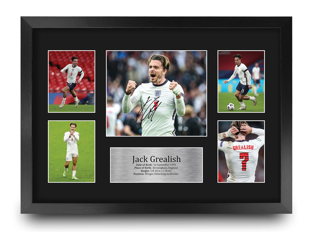 HWC Trading FR A3 Jack Grealish England Geschenke Gedruckt, Signiert Autogramm Bild, Für Fussball-Fa