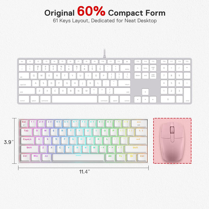 Redragon K530 Draconic 60% Bluetooth/kabelgebundene / 2,4 GHz kabellose mechanische Tastatur, 61 Tas