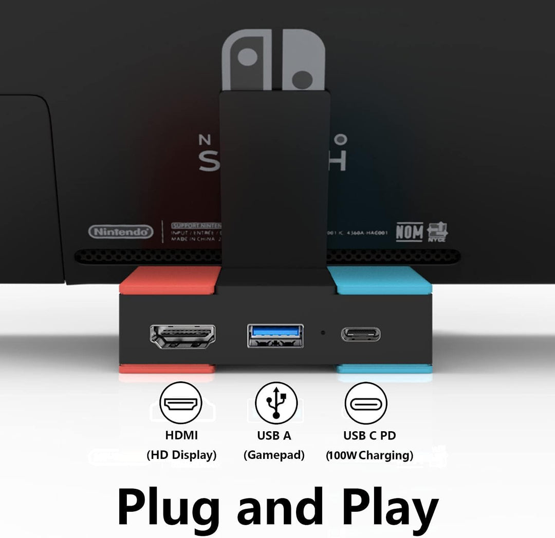 Switch TV Dock,Docking Station für Nintendo Switch/Switch OLED, Faltbare Typ C zu HDMI Adapter Switc