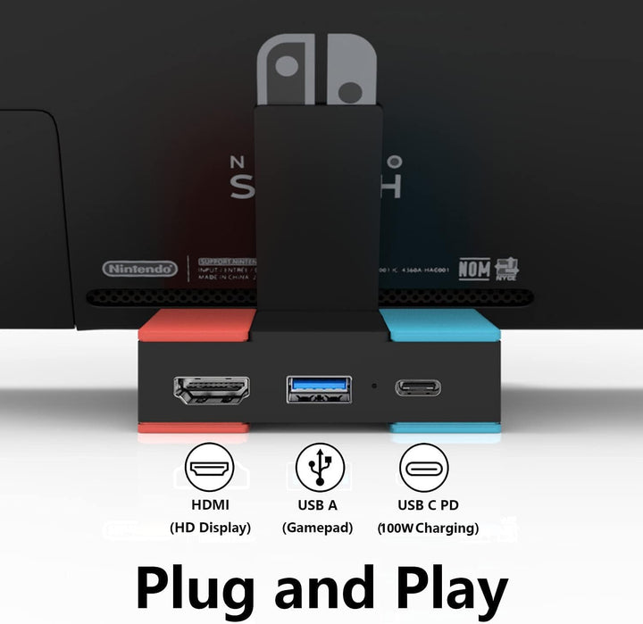 Switch TV Dock,Docking Station für Nintendo Switch/Switch OLED, Faltbare Typ C zu HDMI Adapter Switc