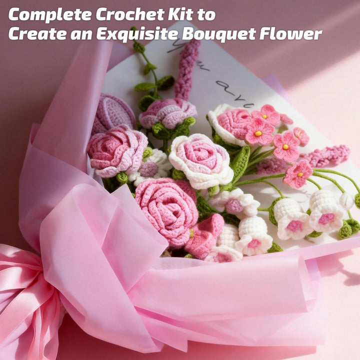 BoloShine Häkelset Blumen, Rose Blumenstrauss Häkelset für Anfänger Erwachsene, Häkelblumen Set mit