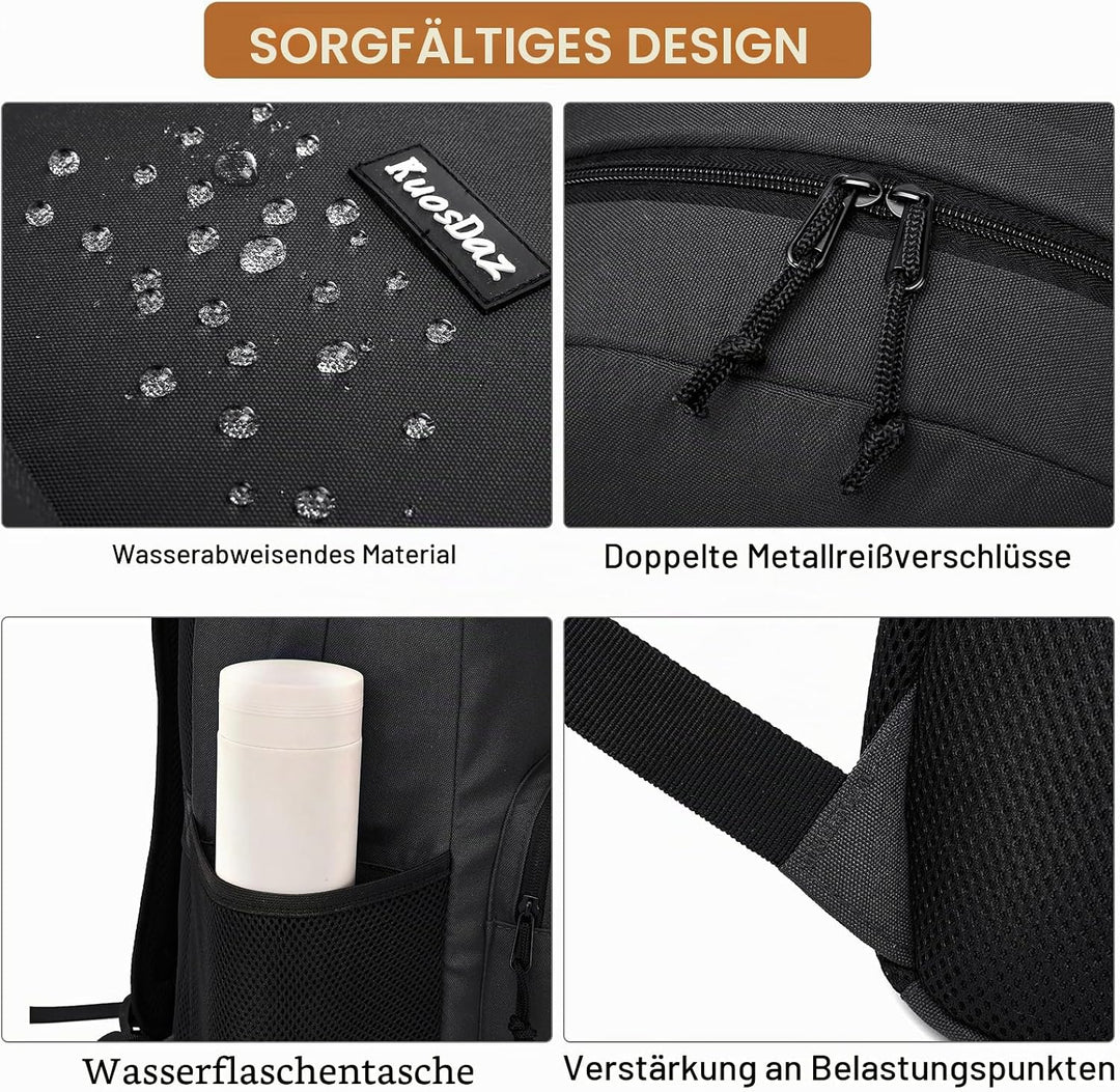 Schwarzer Rucksack für Schule Teens Jungen Mädchen, leichte Casual Rucksäcke für Männer und Frauen,