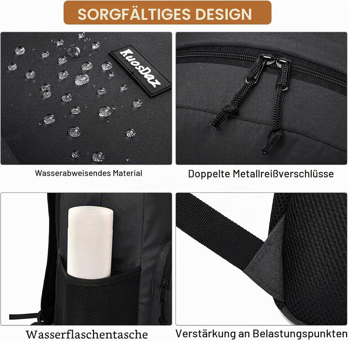 Schwarzer Rucksack für Schule Teens Jungen Mädchen, leichte Casual Rucksäcke für Männer und Frauen,
