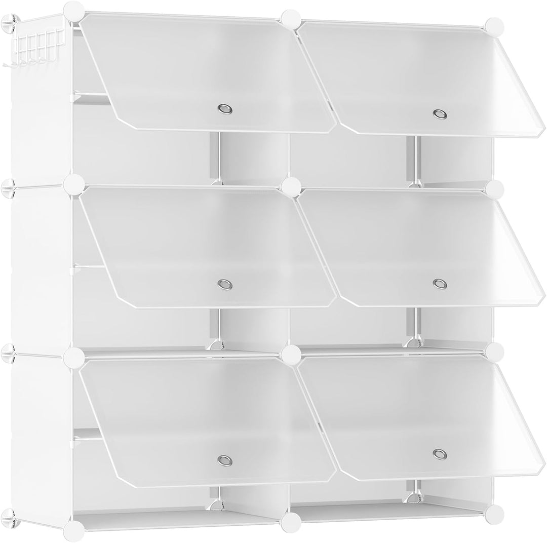 HOOBRO Schuhregal mit 6 Fächern, Schuhschrank, für 24 Paar Schuhe, 40 x 30 x 30 cm pro Fach, schmal,