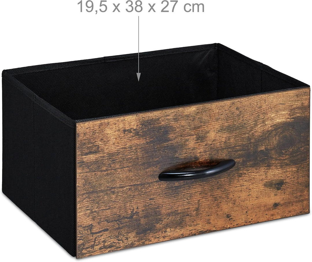 Relaxdays HxBxT 71,5 x 84 x 32,5 cm Kleiderschrank braun-schwarz Kommode Industrial, HBT, Stoff, Met