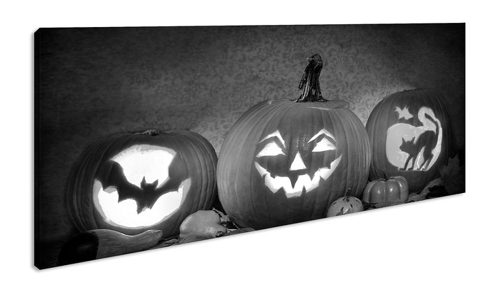 Halloween steht vor der Tür Panorama 60x30 cm Effekt: Schwarz/Weiss als Leinwandbild, Motiv fertig g