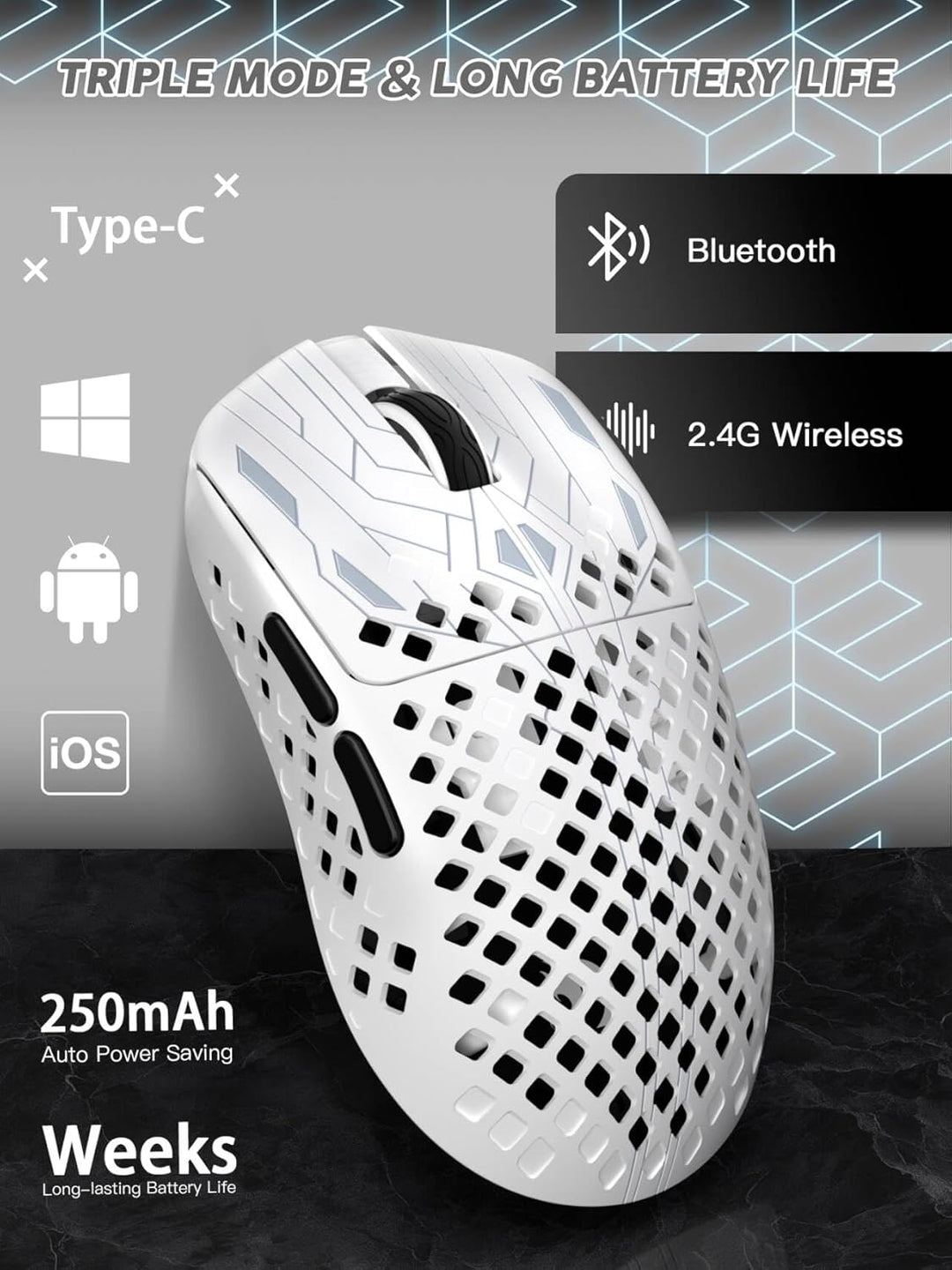 MAMBASNAKE M2 Ultra-Lightweight Wireless Gaming Mouse, PAW3395PRO Sensor 40000 DPI, 41g Carbon Fiber