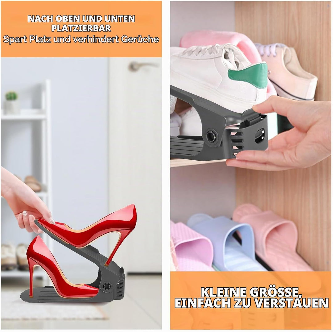 JOYBOY Einstellbare Schuhregale,24 Stück rutschfest Schuhstapler Doppelschicht Schuhhalter Platzspar