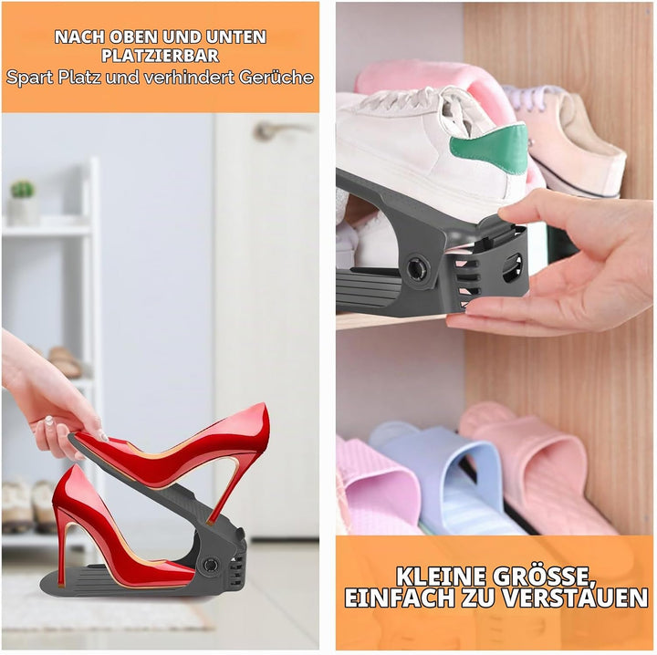 JOYBOY Einstellbare Schuhregale,24 Stück rutschfest Schuhstapler Doppelschicht Schuhhalter Platzspar