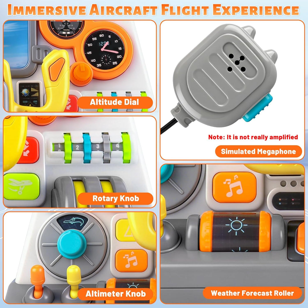 elzle Flugzeug Cockpit Armaturenbrett, Flugzeug Simulator Spielzeug Mit Licht Und Sound Für Kinder A