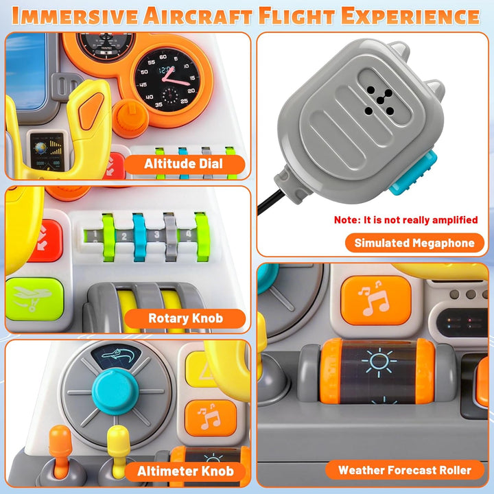 elzle Flugzeug Cockpit Armaturenbrett, Flugzeug Simulator Spielzeug Mit Licht Und Sound Für Kinder A