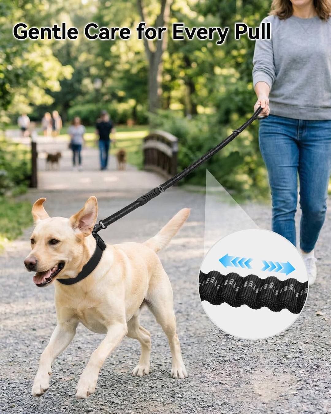 Joytale Taktische Hundeleine, 1.2m-1.8m Bungee Hundeleine mit 2 Gepolsterten Griffen, Autosicherheit