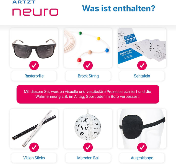 Starter Set | Neuroathletiktraining für besseres Sehen, Reflexe & Fokus | Inklusive Sehtafeln, Brock