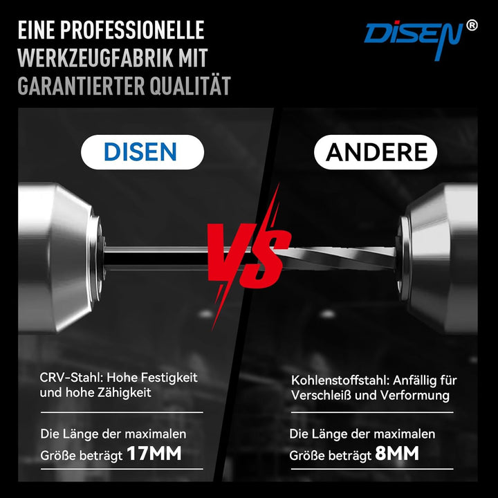 DISEN 22-teilig Innensechskant-Schlüssel-Set,13-tlg mit Kugelkopf, Innensechskant LANG, 1,27 bis 10