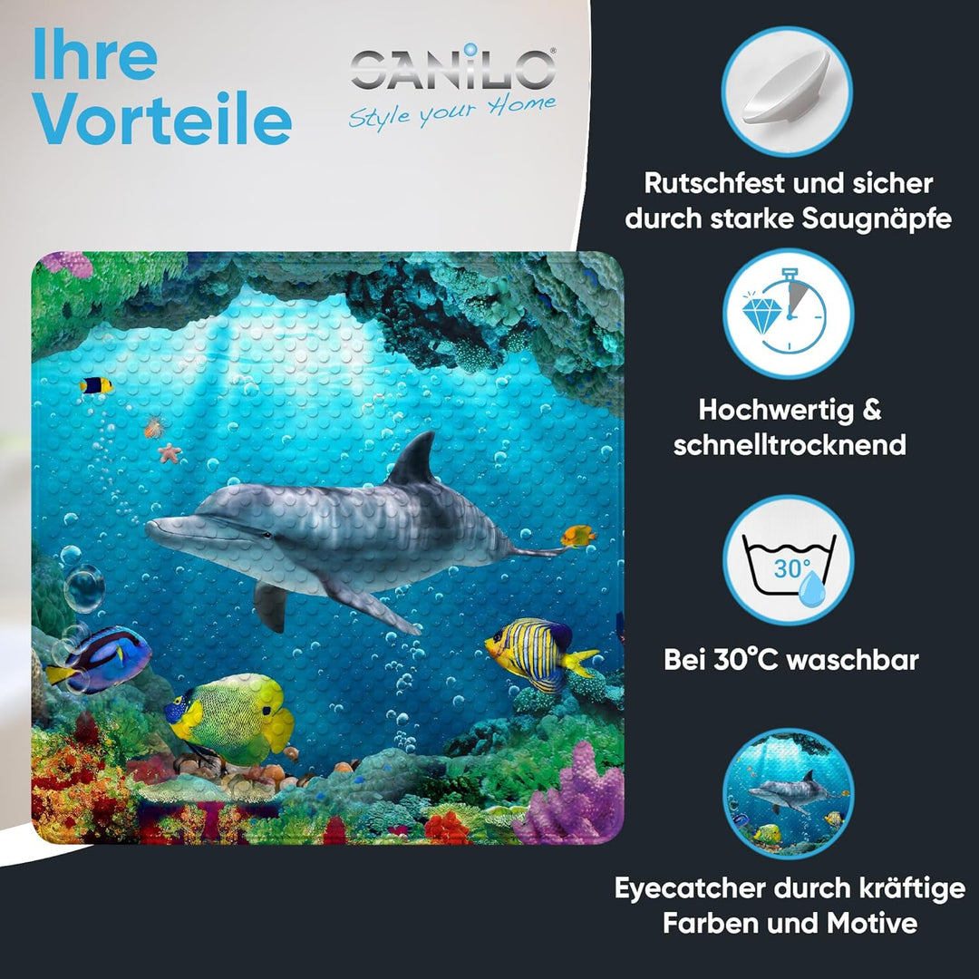 Sanilo Badematte 53 x 53 cm, rutschfeste Duschmatte für Dusche und Badewanne, Antirutschmatte maschi