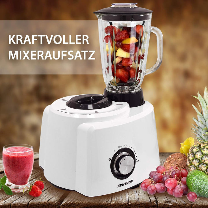 Syntrox Germany KC-1200W-W de Luxe XXL Weiss 5,8 Liter Edelstahl Food Processor Küchenmaschine mit t