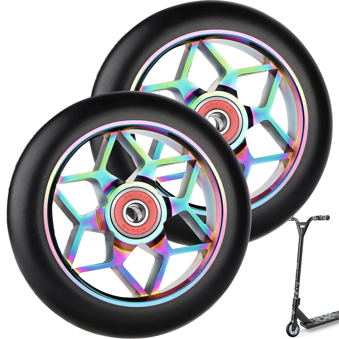 2 Stück Stunt Scooter Rollen,110mm Ersatzräder für Scooter, Stunt ScooterReifen ABEC-9 Kugellager,Al