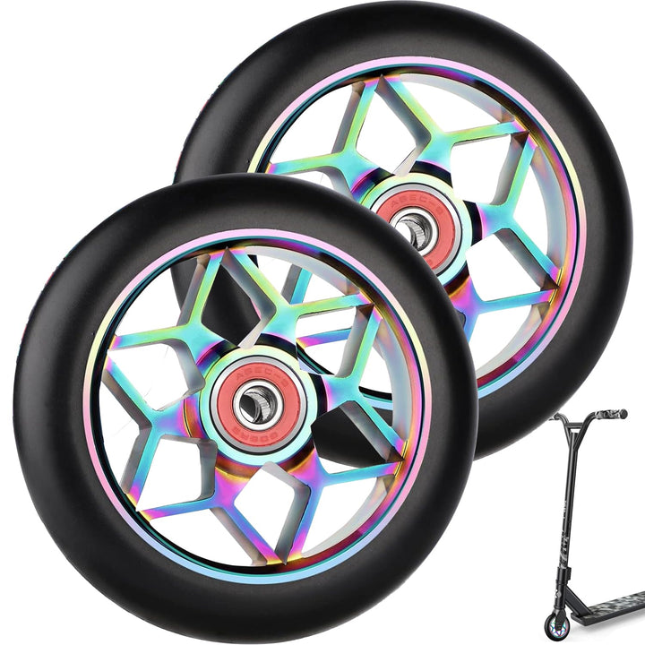 2 Stück Stunt Scooter Rollen,110mm Ersatzräder für Scooter, Stunt ScooterReifen ABEC-9 Kugellager,Al