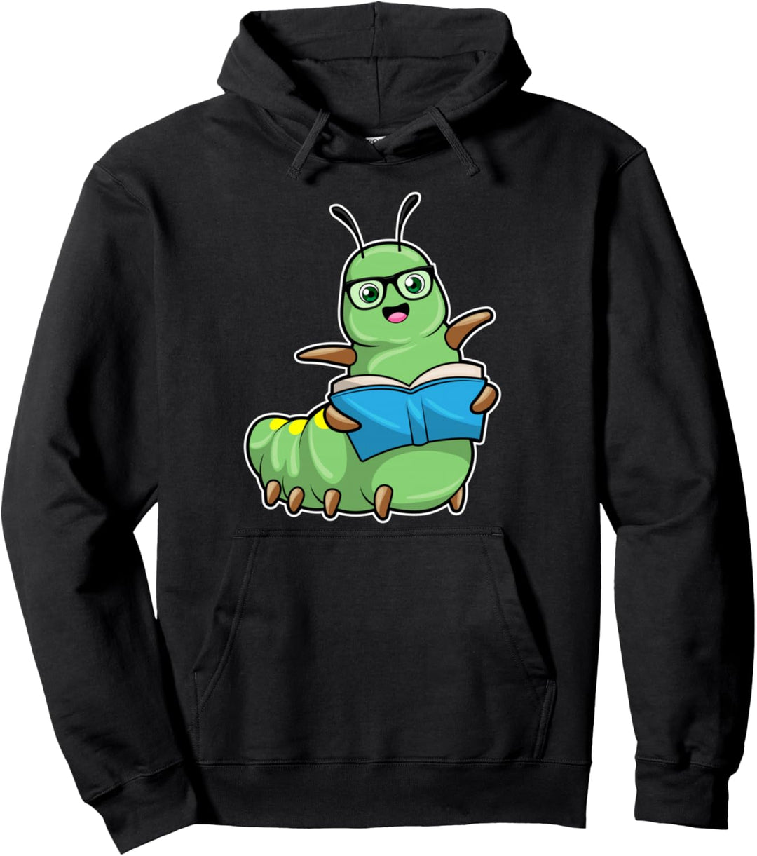 Raupe Nerd Buch Brille Pullover Hoodie