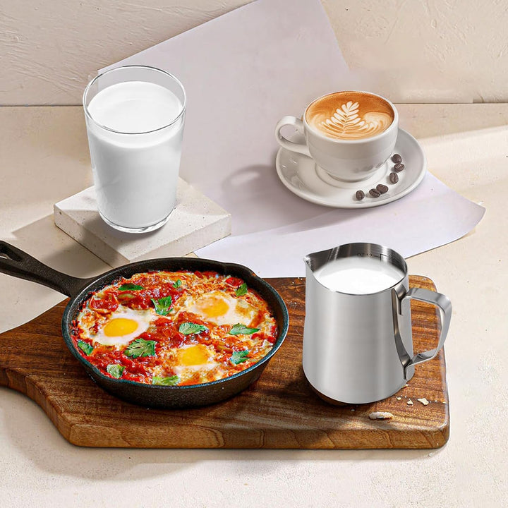 Milchkännchen, 450 Ml, 304 Edelstahl, Milchaufschäumer, Kaffeekaraffe, Cappuccino, Milchaufschäumer,