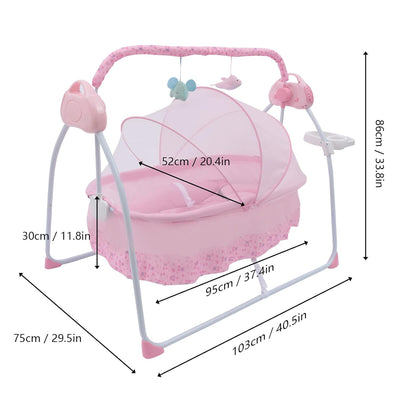 Jolre Babywippe Elektrisch, Babywiege, automatisch schaukelndes Babybett, Automatik Bluetooth Babysc