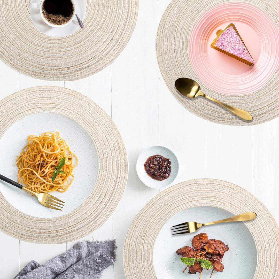 Tischset Rund Geflochten, Platzset Rund 6 stück, Baumwolle Tischsets Abwaschbar Hitzebeständige, 37