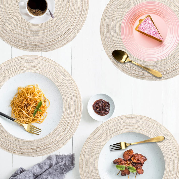 Tischset Rund Geflochten, Platzset Rund 6 stück, Baumwolle Tischsets Abwaschbar Hitzebeständige, 37