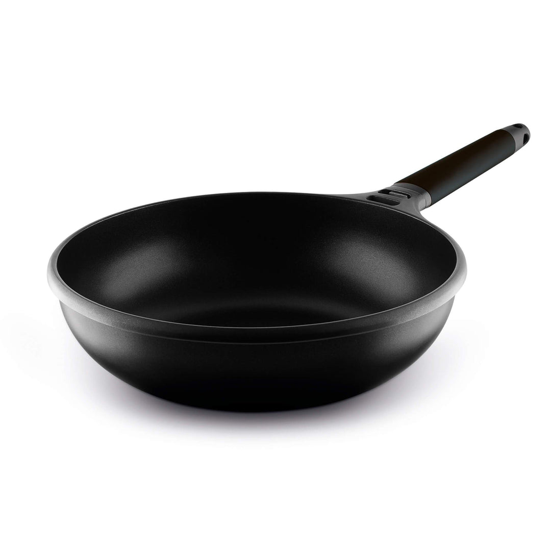 WOK INDUCTION CON MANGO DESMONTABLE NEGRO 28 CM