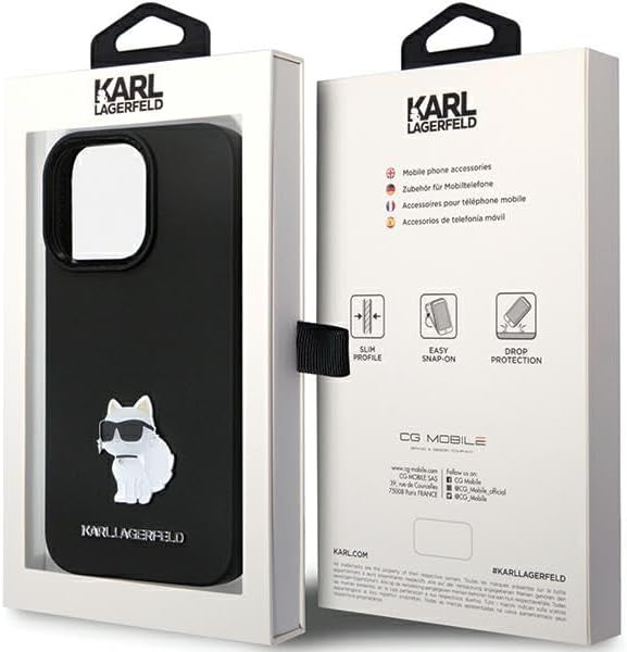 Karl Lagerfeld KLHCP14LSMHCNPK Hülle für iPhone 14 Pro 6.1" Schwarz hardcase Silicone C Metal Pin