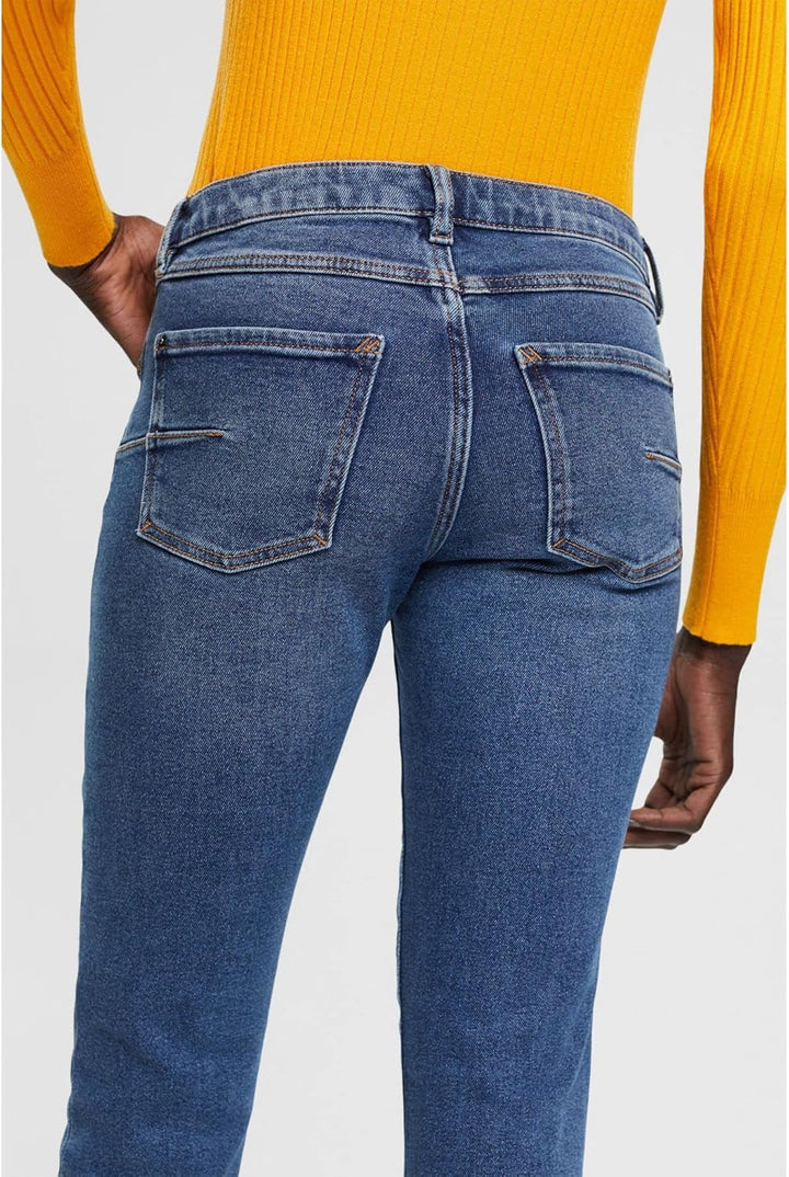 ESPRIT Schmale Stretch-Jeans mit mittelhohem Bund 26W / 34L Blue Medium Washed, 26W / 34L Blue Mediu