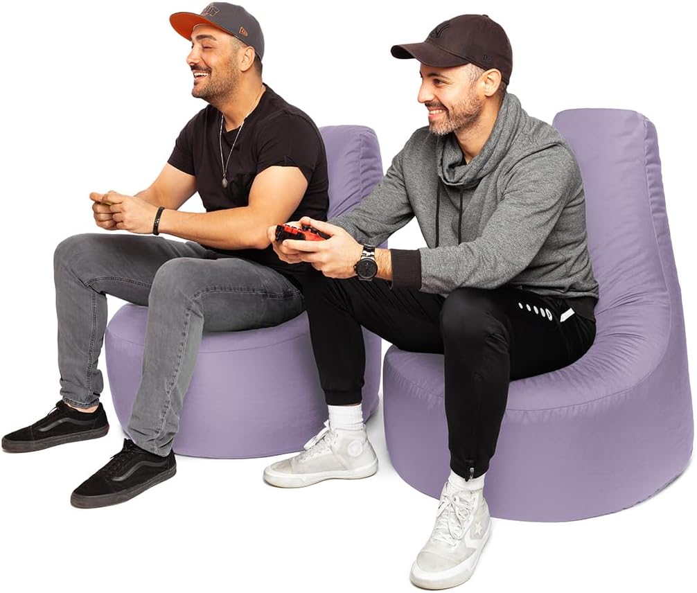 PATCH HOME Gamer Sessel Sitzsack inkl. Würfel Bean Bag Set Ø80cm, 30cm Sitzhöhe, 90cm Höhe + 35x35cm