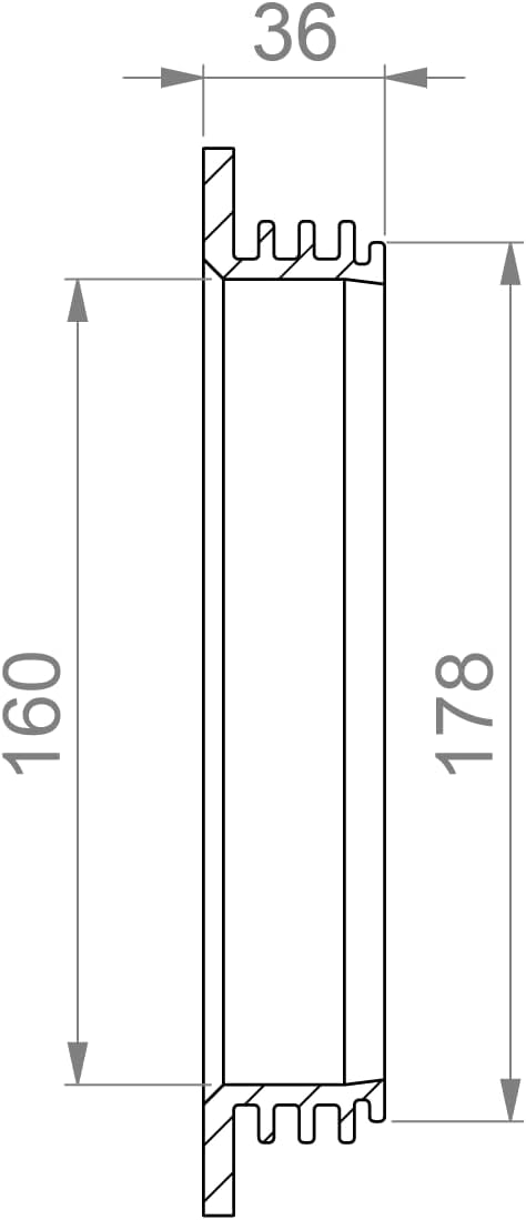 Crassus Gummiadapter CGA, TPE, 1 Stück, 178 mm auf 160 mm, CRA10007, Schwarz, 178 mm auf 160 mm