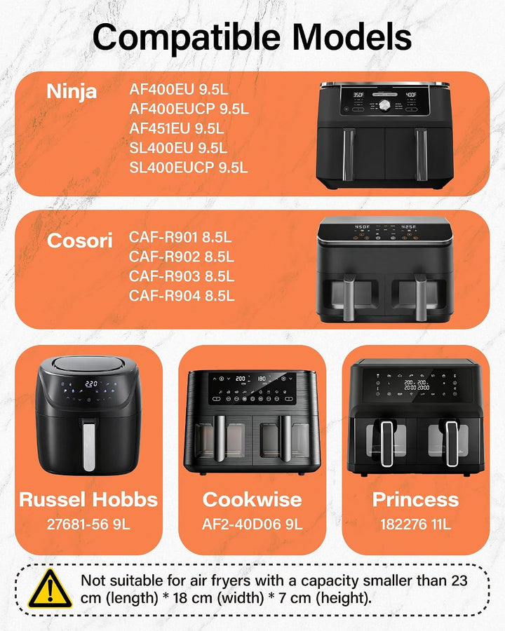 Silikonform Heissluftfritteuse, Airfryer Zubehör 4 Stück für Ninja AF400EU SL400EU AF451EU, COSORI,