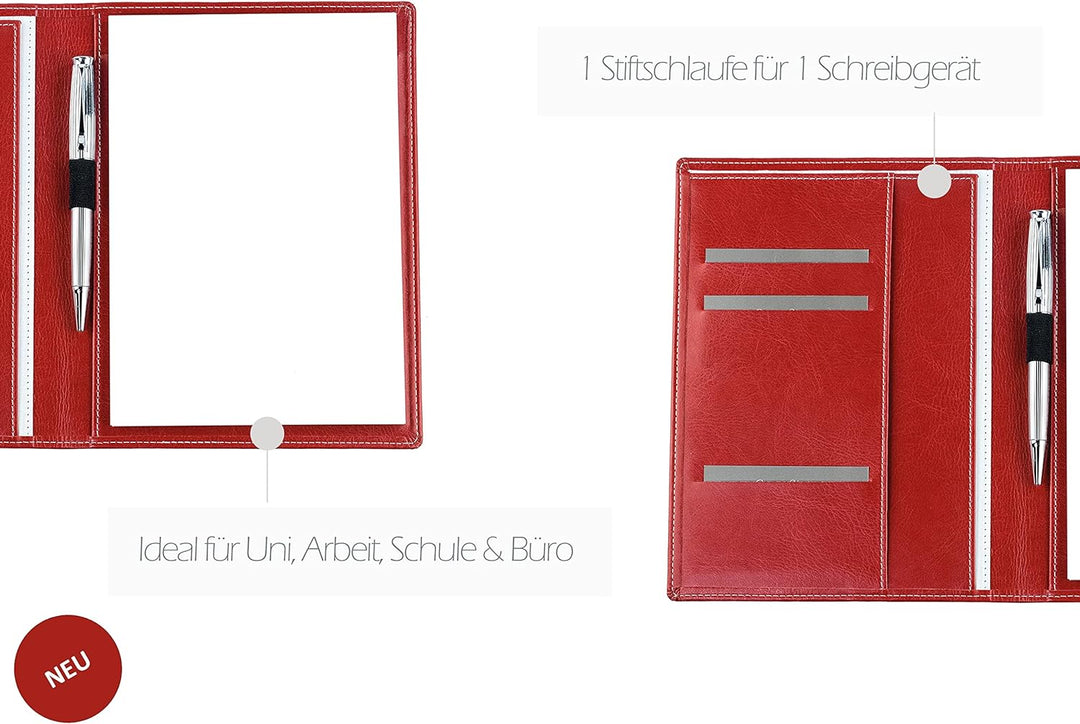 DELMON VARONE - Premium Schreibmappe inkl. Notizblock DIN A5 (50 Blatt) aus veganem Eco Kunstleder R