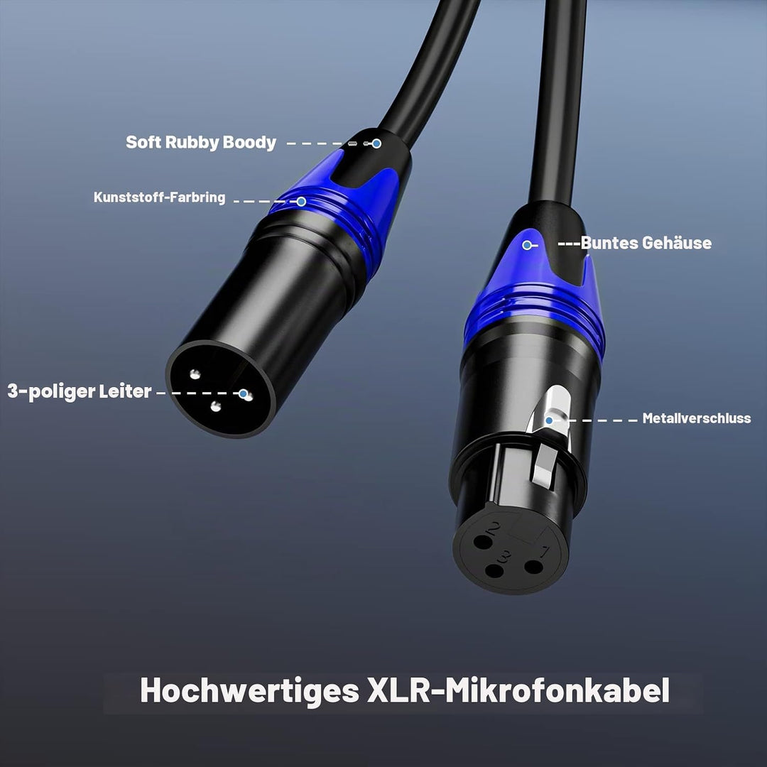 EBXYA XLR-Kabel Mikrofonkabel 1M 2Packs symmetrischer Stecker auf Buchse XLR-Patchkabel für DMX, Stu
