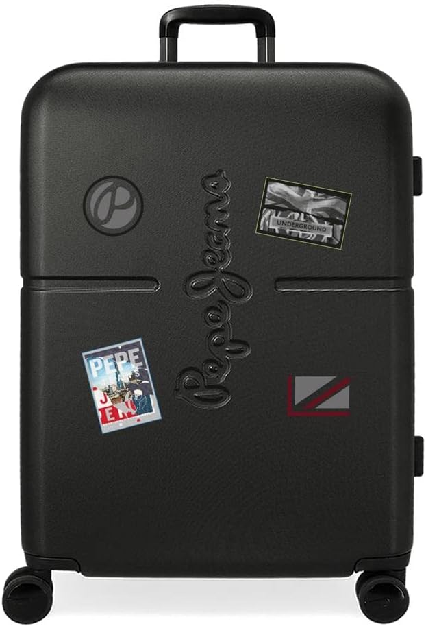 Pepe Jeans Chest Mittelkoffer, 48 x 70 x 28 cm, Schwarz, 48x70x28 cms, Mittelgrosser Koffer mittlere